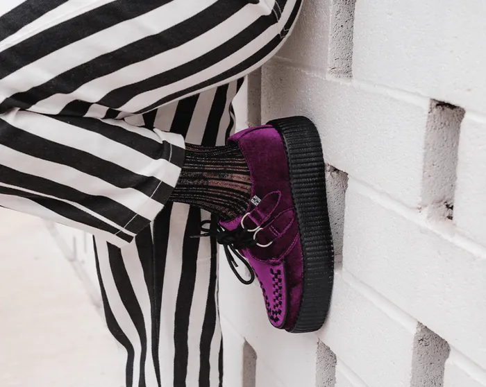 Violet Velvet Vegan Viva Mondo Creeper Women TUK Shoes Vegan Violet Velvet Vegan Viva Mondo Creeper Women TUK Shoes Vegan