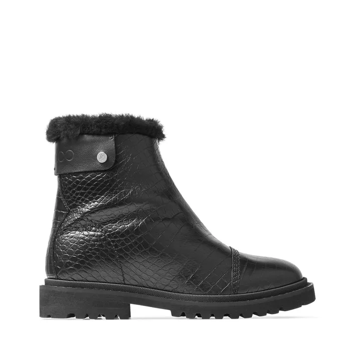 Voyager IiF Black CrocEmbossed Calf Leather Snow Boots With Heated Soles Black Women JIMMY CHOO Boots Voyager IiF Black CrocEmbossed Calf Leather Snow Boots With Heated Soles Black Women JIMMY CHOO Boots
