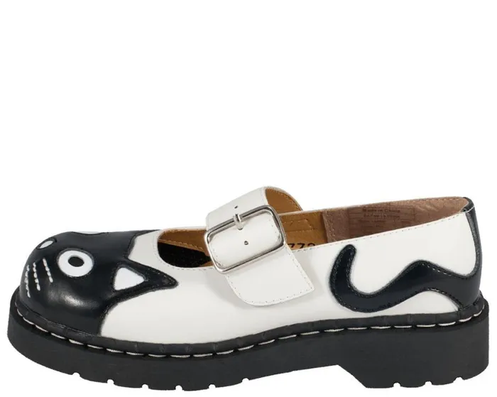 White And Black Kitty Mary Jane Women TUK Shoes Kitty Styles White And Black Kitty Mary Jane Women TUK Shoes Kitty Styles