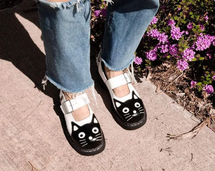 White And Black Kitty Mary Jane Women TUK Shoes Kitty Styles White And Black Kitty Mary Jane Women TUK Shoes Kitty Styles