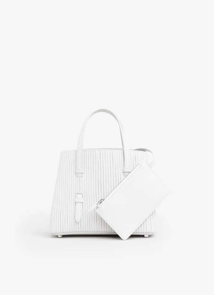 White MINA 20 BAG IN VERTICAL LEATHER Women Alaa Le Mina