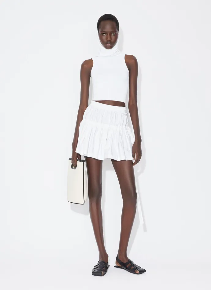 White SKATER SKIRT IN COTTON POPLIN Women Alaa Skirts