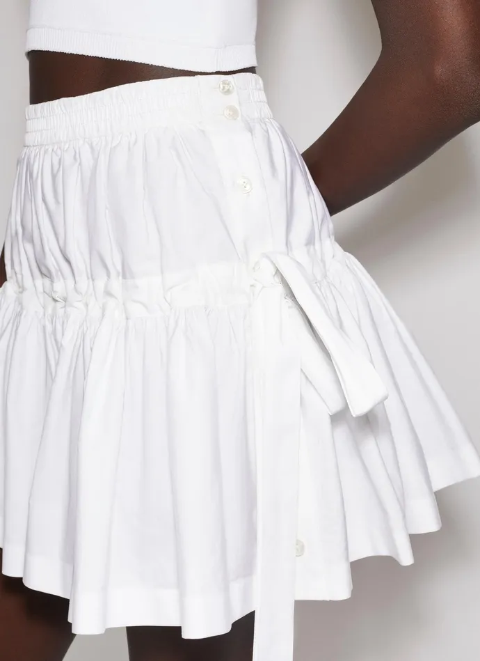 White SKATER SKIRT IN COTTON POPLIN Women Alaa Skirts