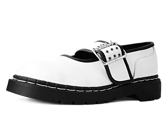White TUKskin Black Trim 3Prong Anarchic Mary Jane Women TUK Shoes Mary Janes White TUKskin Black Trim 3Prong Anarchic Mary Jane Women TUK Shoes Mary Janes
