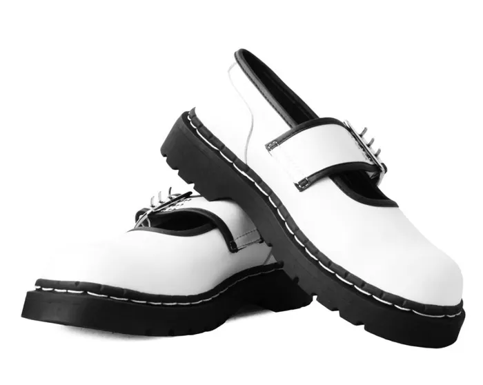 White TUKskin Black Trim 3Prong Anarchic Mary Jane Women TUK Shoes Mary Janes White TUKskin Black Trim 3Prong Anarchic Mary Jane Women TUK Shoes Mary Janes