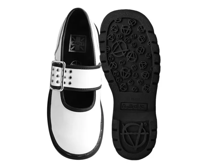 White TUKskin Black Trim 3Prong Anarchic Mary Jane Women TUK Shoes Mary Janes White TUKskin Black Trim 3Prong Anarchic Mary Jane Women TUK Shoes Mary Janes