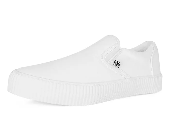 White Twill SlipOn Creeper Sneaker Women TUK Shoes Sneakers