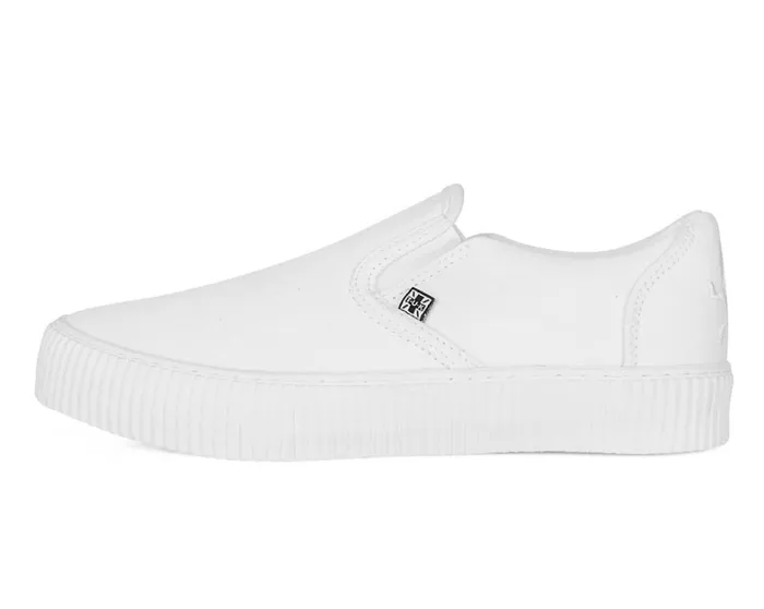 White Twill SlipOn Creeper Sneaker Women TUK Shoes Sneakers White Twill SlipOn Creeper Sneaker Women TUK Shoes Sneakers