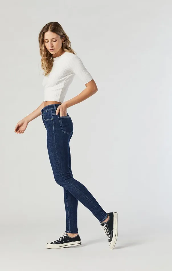 Women Alissa Skinny In Dark Brushed Feather Blue Mavi Jeans Denim