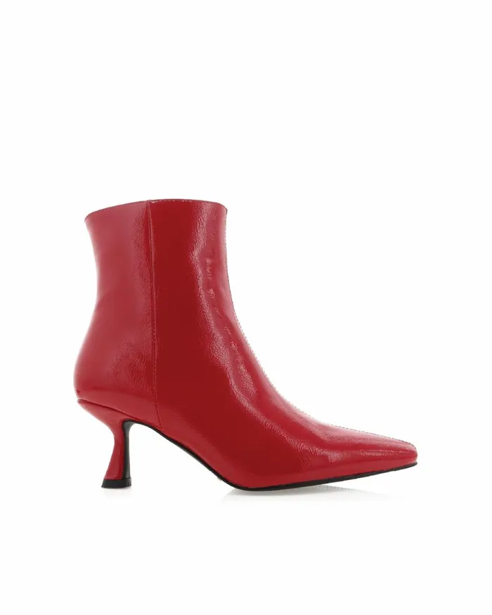Women Ankle Boots Billini SARAH 8211 CRIMSON CRINKLE PATENT