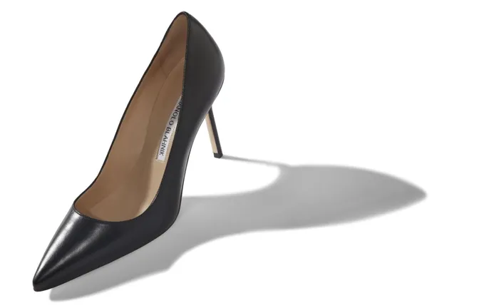 Women BB Manolo Blahnik BB CALF 90 Black Calf Leather Pointed Toe Pumps Women BB Manolo Blahnik BB CALF 90 Black Calf Leather Pointed Toe Pumps