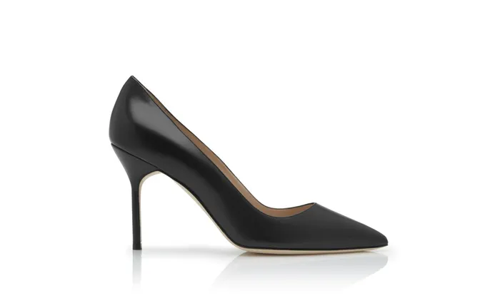 Women BB Manolo Blahnik BB CALF 90 Black Calf Leather Pointed Toe Pumps Women BB Manolo Blahnik BB CALF 90 Black Calf Leather Pointed Toe Pumps