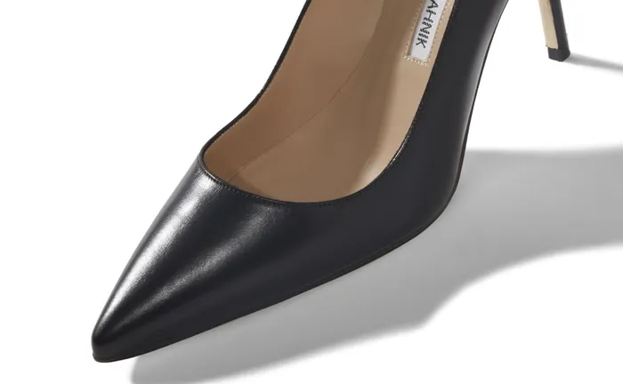 Women BB Manolo Blahnik BB CALF 90 Black Calf Leather Pointed Toe Pumps Women BB Manolo Blahnik BB CALF 90 Black Calf Leather Pointed Toe Pumps