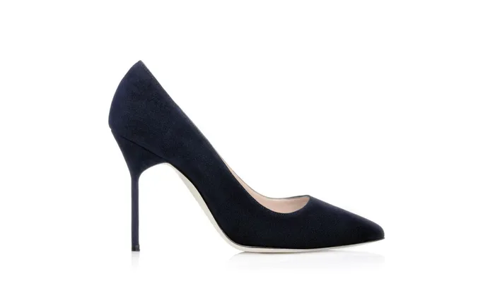 Women BB Manolo Blahnik BB Navy Suede Pointed Toe Pumps