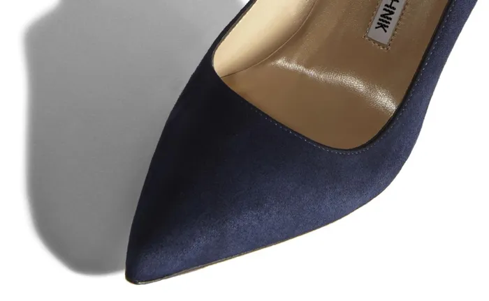Women BB Manolo Blahnik BB Navy Suede Pointed Toe Pumps