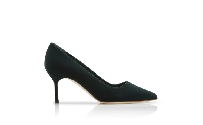 Women BB Manolo Blahnik BB VELVET 70 Dark Green Velvet Pointed Toe Pumps Women BB Manolo Blahnik BB VELVET 70 Dark Green Velvet Pointed Toe Pumps