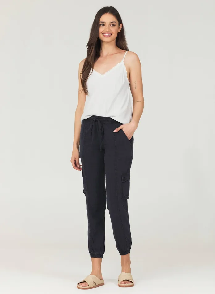 Women Bella Dahl Joggers Cargo Track Pants 8211 Black BLACK