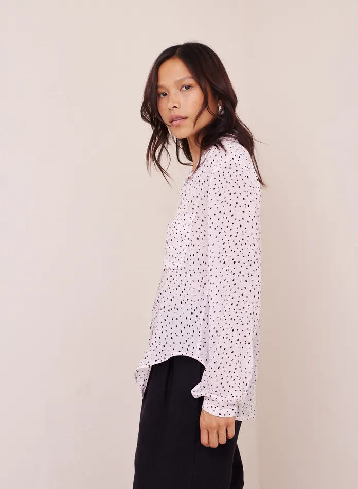 Women Bella Dahl Long Sleeve Full Button Down Hipster Shirt 8211 Petite Dots Print PETITE DOTS PRINT