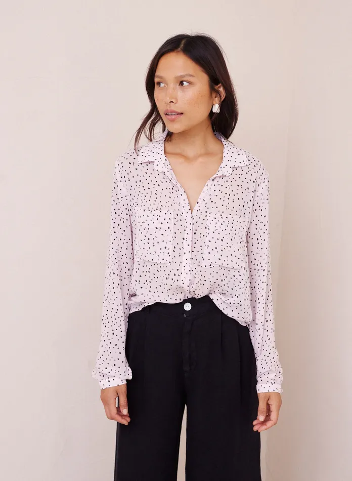 Women Bella Dahl Long Sleeve Full Button Down Hipster Shirt 8211 Petite Dots Print PETITE DOTS PRINT