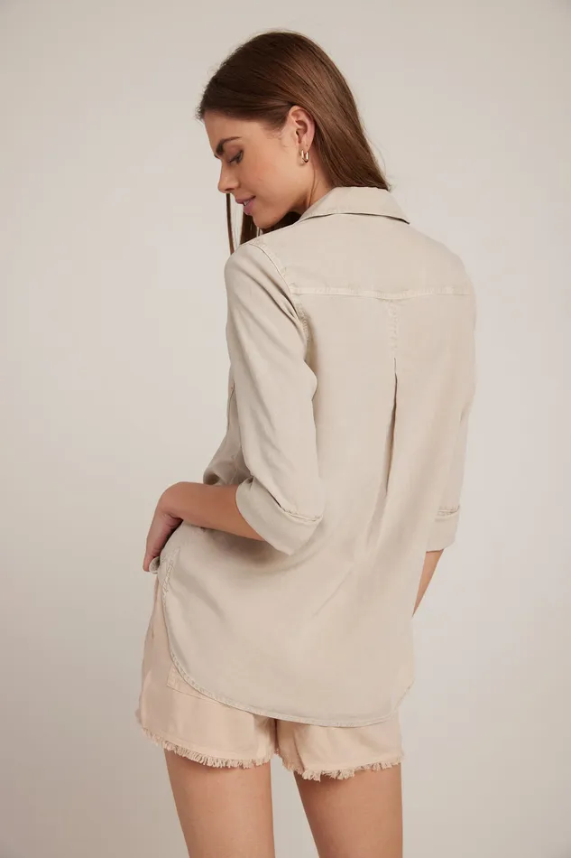 Women Bella Dahl Long Sleeve Shirt Tail Button Down 8211 Soft Tan SOFT TAN