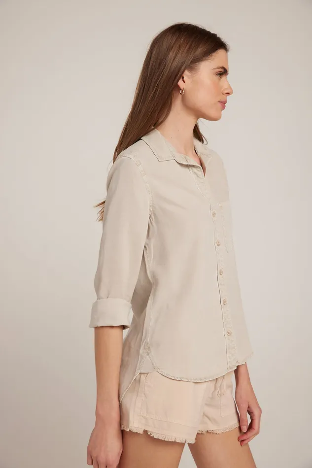 Women Bella Dahl Long Sleeve Shirt Tail Button Down 8211 Soft Tan SOFT TAN
