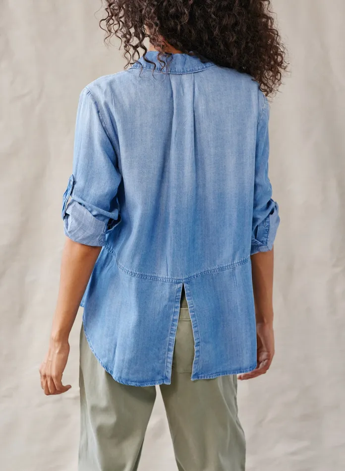 Women Bella Dahl Long Sleeve Split Back Button Down 8211 Medium Ombre Wash Medium Ombre Wash