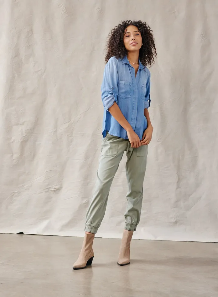 Women Bella Dahl Long Sleeve Split Back Button Down 8211 Medium Ombre Wash Medium Ombre Wash