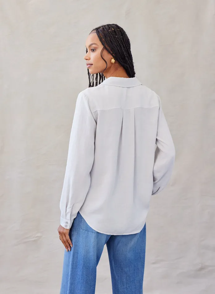Women Bella Dahl Long Sleeve Two Pocket Classic Button Down 8211 Foggy Sky FOGGY SKY