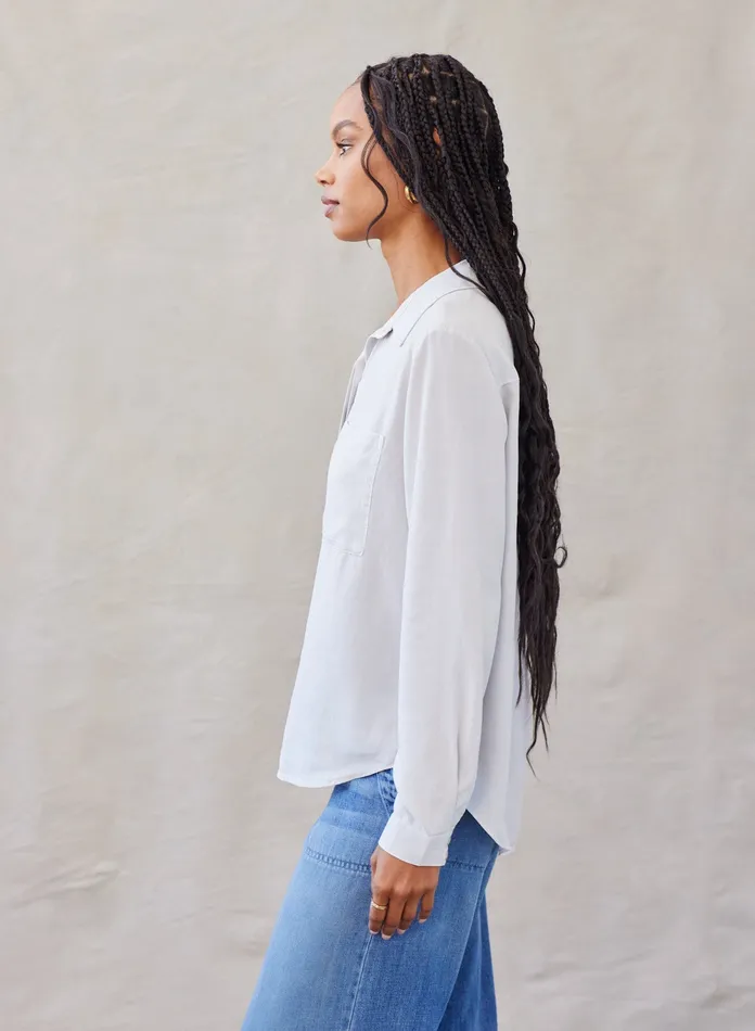 Women Bella Dahl Long Sleeve Two Pocket Classic Button Down 8211 Foggy Sky FOGGY SKY