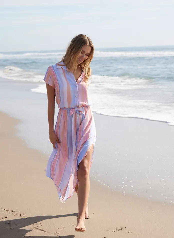 Women Bella Dahl Maxi Dresses Capsleeve Tie Waist Shirt Dress 8211 Paloma Stripes Print PALOMA STRIPES PRINT Women Bella Dahl Maxi Dresses Capsleeve Tie Waist Shirt Dress 8211 Paloma Stripes Print PALOMA STRIPES PRINT
