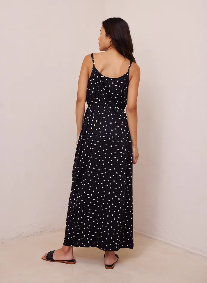 Women Bella Dahl Maxi Dresses Cowl Neck Maxi Dress 8211 Deco Dots Print DECO DOTS PRINT