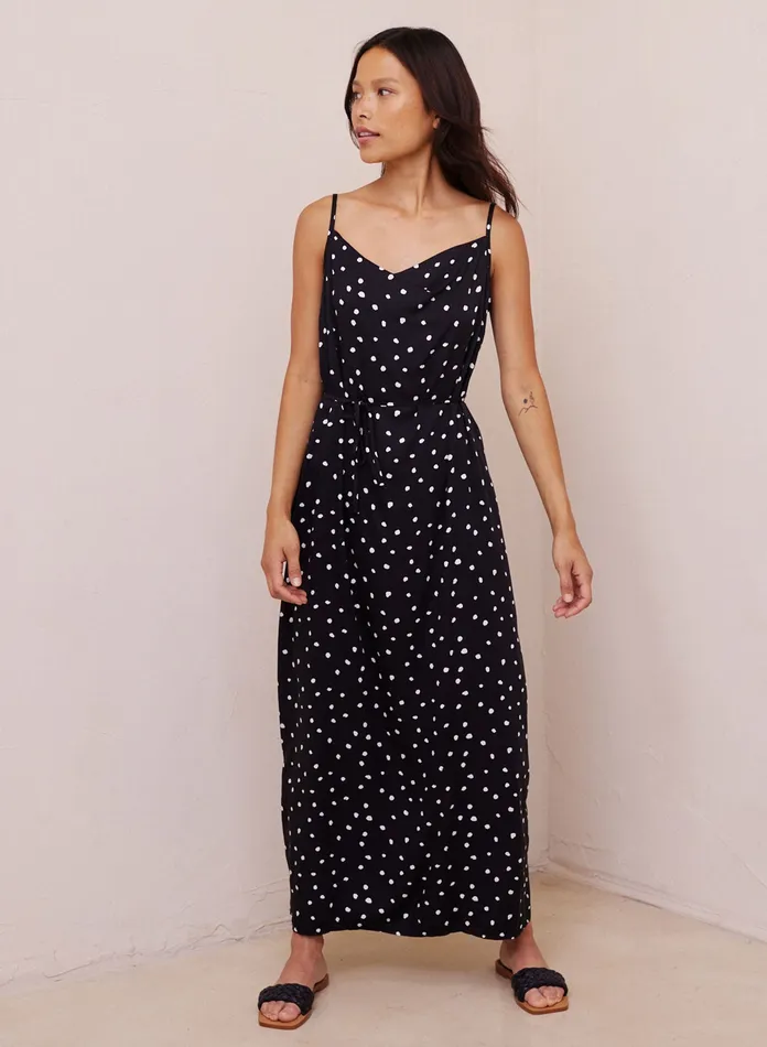 Women Bella Dahl Maxi Dresses Cowl Neck Maxi Dress 8211 Deco Dots Print DECO DOTS PRINT