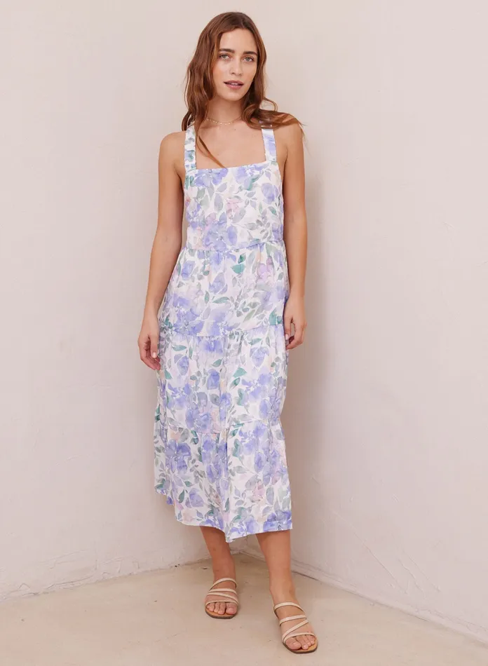 Women Bella Dahl Midi Dresses Scrunch Strap Tiered Midi Dress 8211 Peri Jardin Print PERI JARDIN PRINT Women Bella Dahl Midi Dresses Scrunch Strap Tiered Midi Dress 8211 Peri Jardin Print PERI JARDIN PRINT