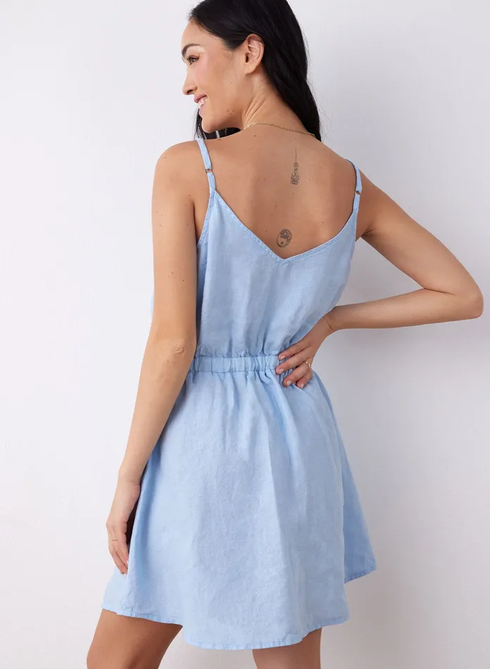 Women Bella Dahl Mini Dresses Button Front Cami Mini Dress 8211 Seaside SEASIDE