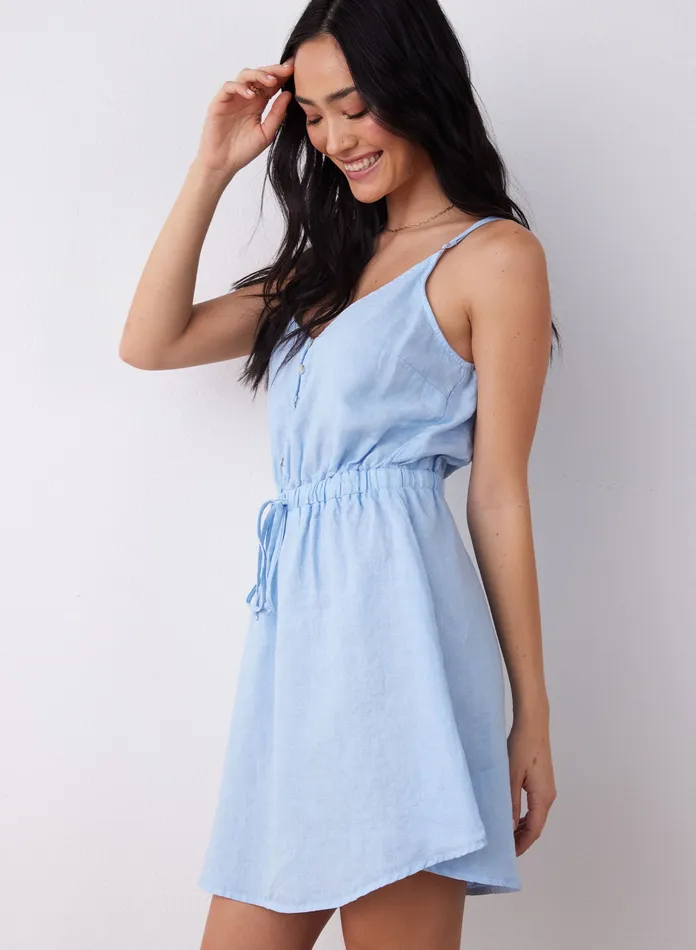 Women Bella Dahl Mini Dresses Button Front Cami Mini Dress 8211 Seaside SEASIDE