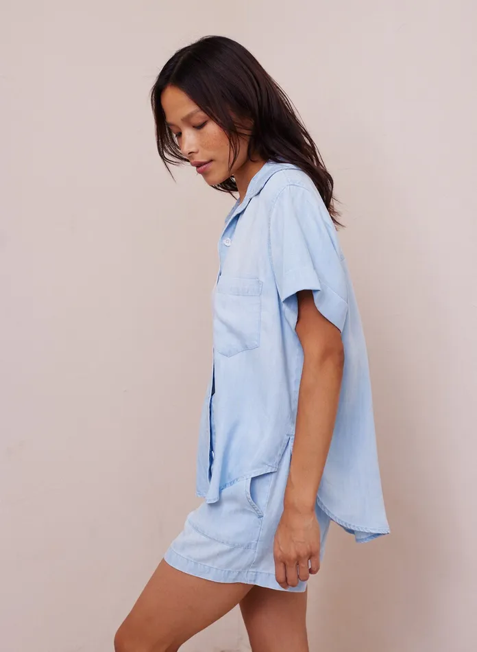 Women Bella Dahl Short Sleeve Short Sleeve Pocket Button Down 8211 Paradise Wash PARADISE WASH