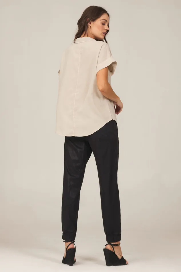 Women Bella Dahl Short Sleeve Short Sleeve Tencel Button Down 8211 Soft Tan SOFT TAN