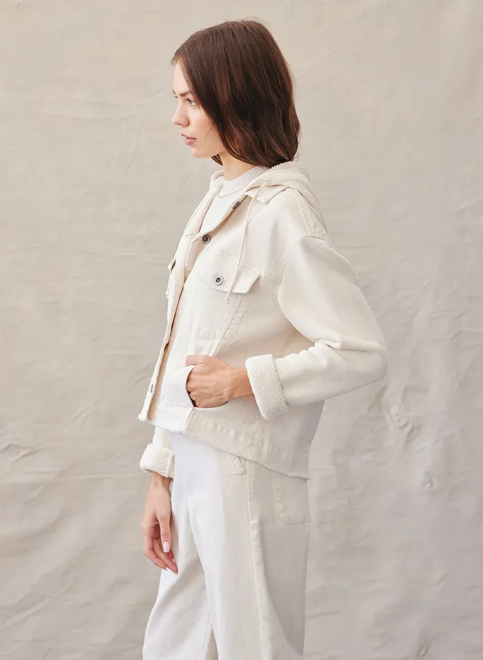 Women Bella Dahl Sweaters and Jackets Frankie Weekend Hoodie 8211 Antique Ivory ANTIQUE IVORY