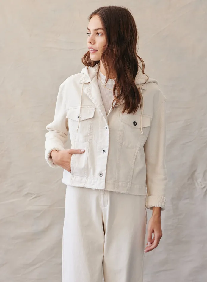 Women Bella Dahl Sweaters and Jackets Frankie Weekend Hoodie 8211 Antique Ivory ANTIQUE IVORY