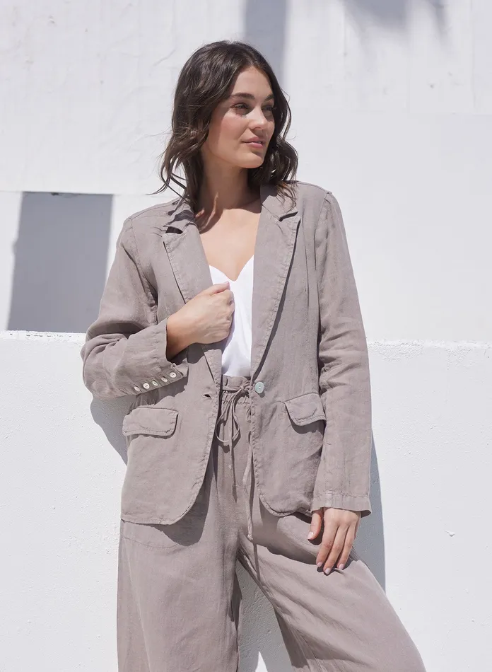 Women Bella Dahl Sweaters and Jackets Linen Longline Blazer 8211 Coastal Fog COASTAL FOG Women Bella Dahl Sweaters and Jackets Linen Longline Blazer 8211 Coastal Fog COASTAL FOG