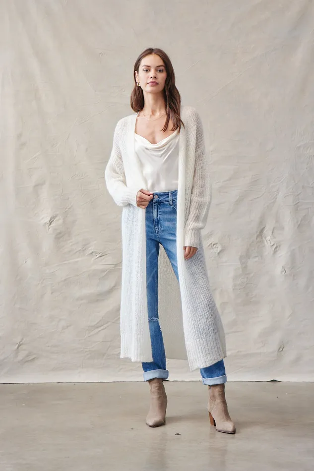Women Bella Dahl Sweaters and Jackets Long Cardigan 8211 Winter White WINTER WHITE