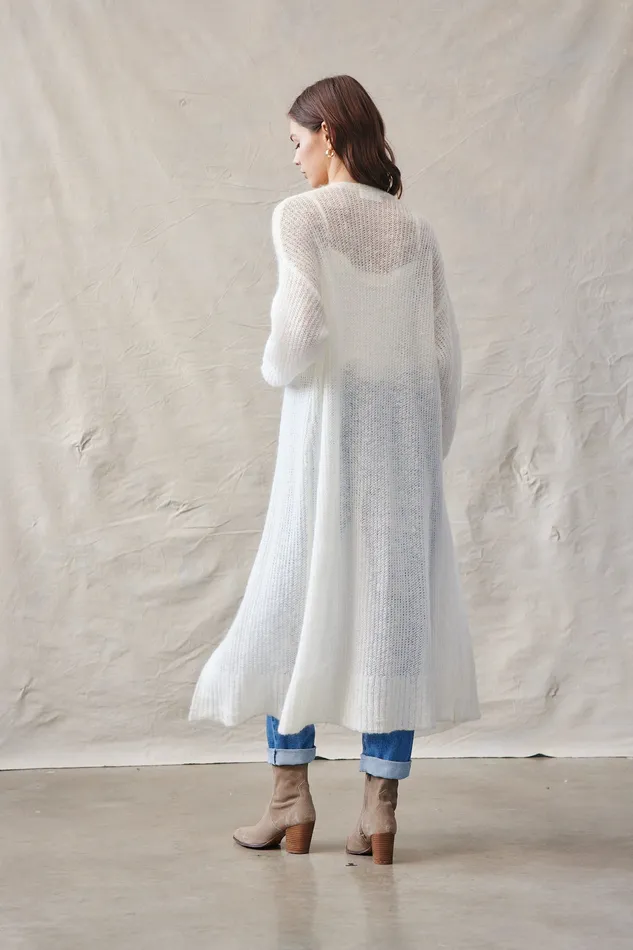 Women Bella Dahl Sweaters and Jackets Long Cardigan 8211 Winter White WINTER WHITE