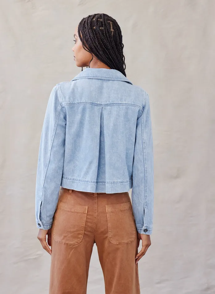 Women Bella Dahl Sweaters and Jackets Max Flap Pocket Utility Jacket 8211 Indigo Pebble Wash INDIGO PEBBLE WASH