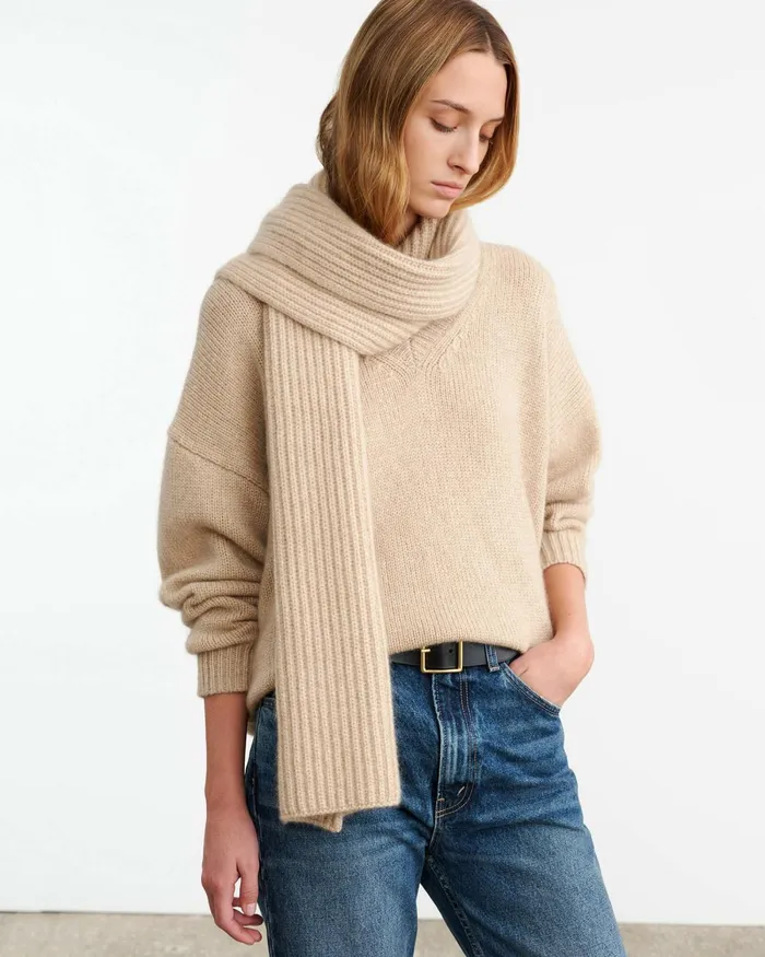 Women Belts and Accessories Nili Lotan DIMA CASHMERE SCARF Black