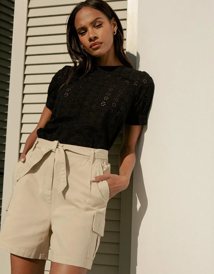 Women Black Cotton Broderie Anglaise Puff Sleeve Blouse Black Threadbare Blouses and Shirts Women Black Cotton Broderie Anglaise Puff Sleeve Blouse Black Threadbare Blouses and Shirts