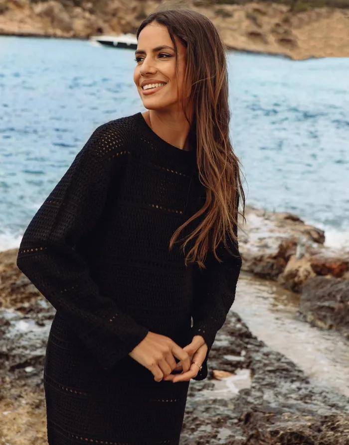 Women Black Crochet Long Sleeve Mini Dress Black Threadbare Dresses Women Black Crochet Long Sleeve Mini Dress Black Threadbare Dresses