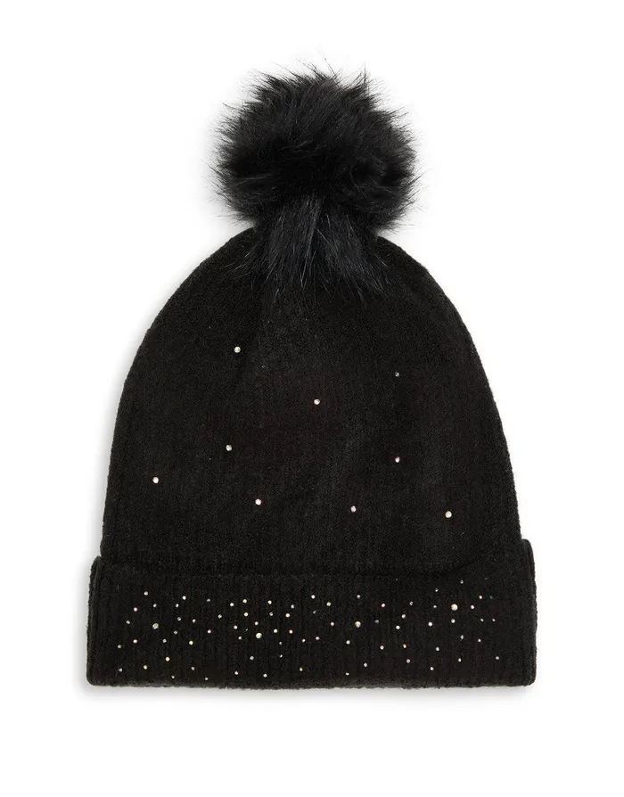 Women Black Crystal Hat and Gloves 2Piece Set Black Threadbare Knitwear Women Black Crystal Hat and Gloves 2Piece Set Black Threadbare Knitwear