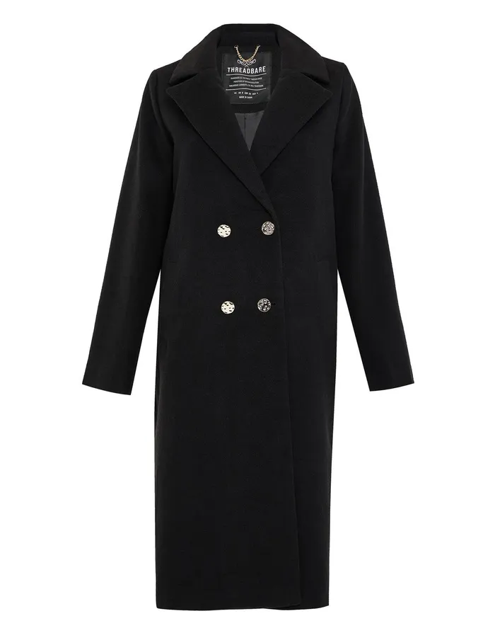 Women Black Double Breasted Coat Black Threadbare Jackets and Coats Women Black Double Breasted Coat Black Threadbare Jackets and Coats