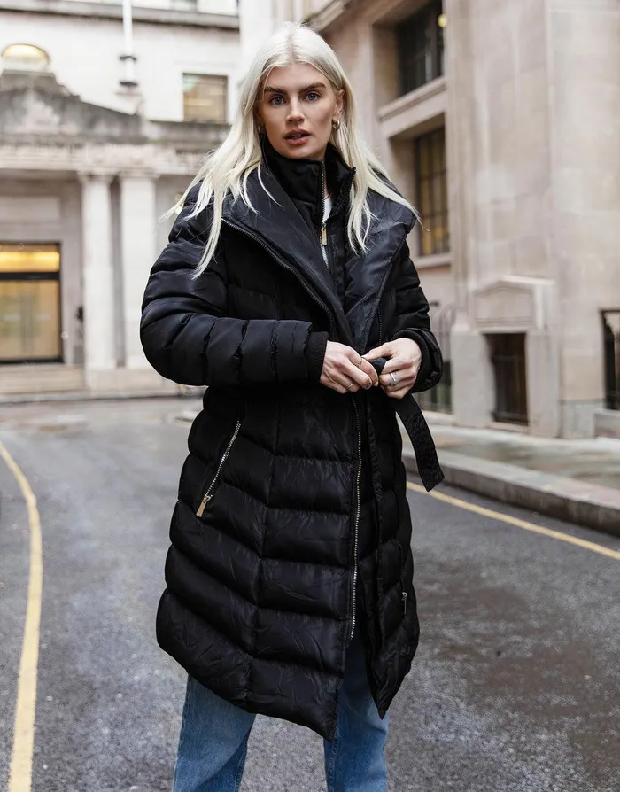 Women Black Double Layer Longline Padded Coat Black Threadbare Jackets and Coats Women Black Double Layer Longline Padded Coat Black Threadbare Jackets and Coats