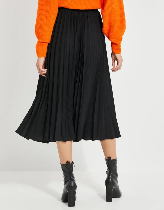 Women Black Pleated Midi Skirt Black Threadbare Skirts Women Black Pleated Midi Skirt Black Threadbare Skirts